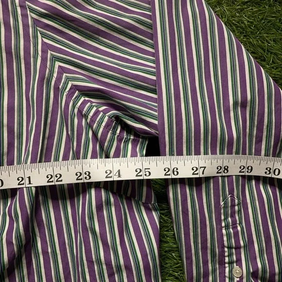 Lauren Ralph Lauren Women's Button Down Shirt 3XL Purple Monogram 3/4 Sleeve - Picture 10 of 12